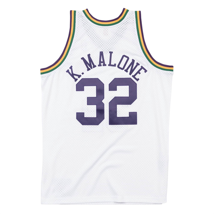 Camiseta Utah Jazz Karl Malone NO 32 Mitchell & Ness 1991-92 Blanco